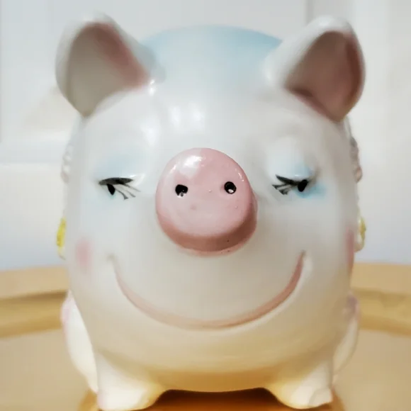 Vntg Napco 7" Mother Pig with 4 Pigglets Planter Made in Japan - Picture 7 of 9